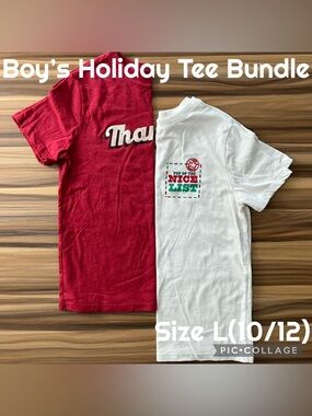 Boys Clothes 2 Piece Bundle Target Cat & Jack Holiday Tees Size L(10/12)